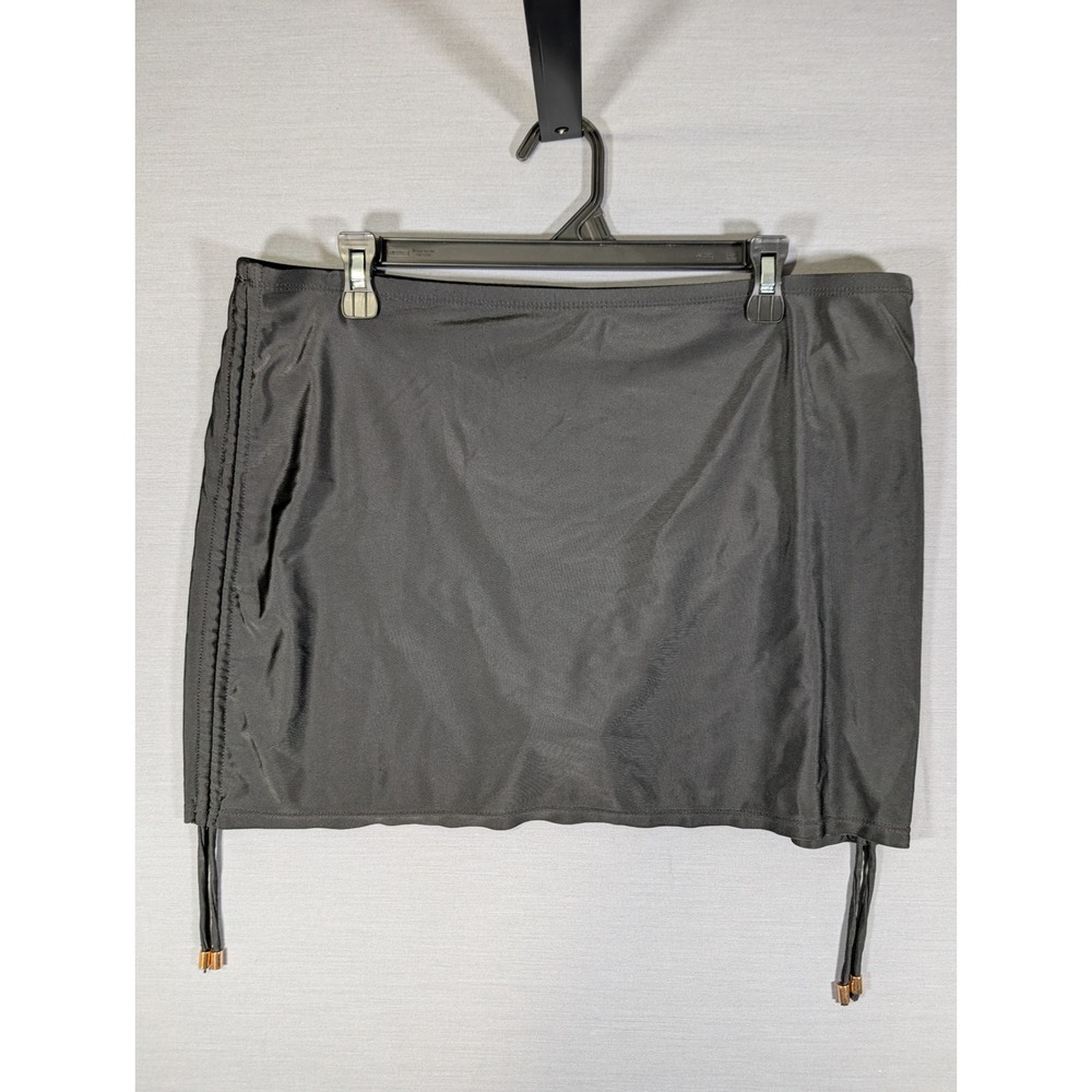 Simply Fit Womens Black Ruched Side Swim Skirt Cover Up Plus Size 2X